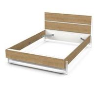 Lit adulte - DEMEYERE - Modèle CRAFT - Chêne et Blanc - 140 x 190/200 cm Chêne G