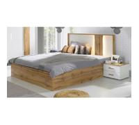 Lit adulte design - MEUBLORAMA - WOOD - 160x200 cm - LED intégrée - Chevets inclus