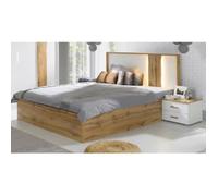 Lit adulte design WOOD 180 x 200 cm + option coffre + LED dans la tête de lit. Meuble design, idéal pour votre chambre. Marron