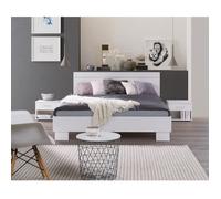 Lit adulte deux places COMO. Couchage 160X200 cm avec sommier. Lit moderne et design pour chambre à coucher. 200 Blanc