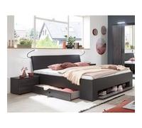 Lit 2 places Pegane Lit adulte double 160x200 cm Queen Size + 2 chevets coloris gris fonce - Longueur 169 x Profondeur 210 x Hauteur 96 cm --