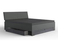 PEGANE Lit Adulte Double 160x200 cm Queen Size Coloris Gris foncé - Longueur 169 x Profondeur 210 x Hauteur 96 cm