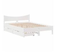 Lit Adulte Double | Cadre de lit avec tiroirs | blanc 160x200 cm bois massif de pin - 2 places SP21389BED57951407