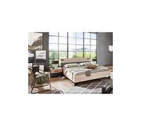 Lit adulte double + chevets coloris chene - Longueur 148 x Profondeur 210 x Hauteur 94 cm --