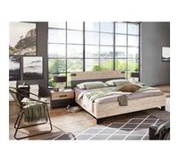 Lit adulte double + chevets coloris chene - Longueur 148 x Profondeur 210 x Hauteur 94 cm --