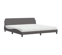Lit Adulte Double | Lit Complet/Lit avec matelas | gris 200x200 cm similicuir - 2 places SP21187BED88174572