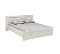 Lit adulte EDEN 160X200 cm - Bois et chêne blanchi - 1 tiroir + 6 niches - Tête de lit incluse - GAMI