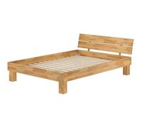 Lit adulte en hêtre naturel 140x200 style moderne avec sommier à lattes 60.80-14