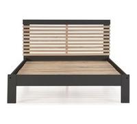 Lit adulte en pin et MDF coloris anthracite, chêne - Longueur 197,7 x Profondeur 153,2 x Hauteur 100 cm-PEGANE- Anthracite