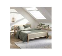 Lit adulte en pin massif naturel avec véritable cannage ANNA 160x200 - LT17018 - ANNA