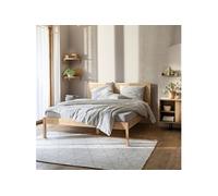 Lit adulte en pin massif tête de lit cannage ANNA 140x190 + set de 2 chevets cannage - ANNA