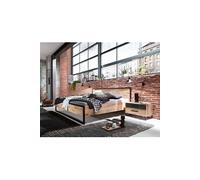 Lit adulte et 2 chevets Imitation chêne - 180 x 200 cm --