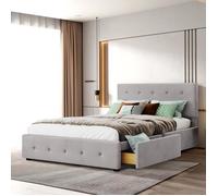 Lit adulte Fortuna Lai - DREAMMESPACE - 140x200cm - 2 places - contemporain - velours - gris