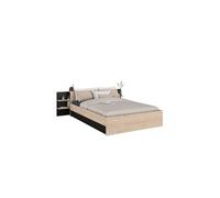lit adulte horn avec tiroir de rangement - 140 x 190/200 cm - décor chene et noir - parisot Noir et chêne G