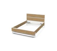 Lit adulte - - Modèle CRAFT - Chêne et Blanc - 140 x 190/200 cm