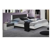 Lit adulte PEGANE - 160x200cm - Blanc/Anthracite - Avec 2 chevets