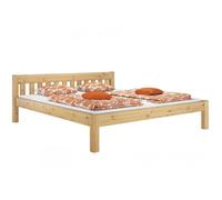 Lit adulte pin massif naturel design scandinave 180x200, y compris sommier et 2 matelas 60.38-18M2