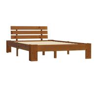 Lit adulte Scandinave - Grand MAISON - Cadre de lit en bois massif - 140 x 200 cm - Marron miel