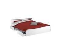 Lit adulte ZODIAC 160x200 - Décor blanc - 2 tiroirs - L165.8 x H58.9 x P203 cm - Fabriqué en France