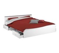 Lit adulte ZODIAC 160x200 - Décor blanc - 2 tiroirs - L165.8 x H58.9 x P203 cm - Fabriqué en France Blanc G