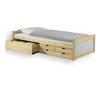 Lit andrea idimex 205 x 96 x 49 cm en pin sans sommier de couleur Vernis naturel/Blanc, Naturel/Blanc G