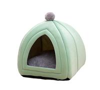 Lit antidérapant pour animal domestique - Lit igloo avec coussin - Pliable - Doux - Confortable - Niche chaude - Pour chats et petits chiens - S-28 x 28 x 30 cm - Vert
