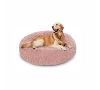 Lit apaisant en forme de beignet pour chien - Lit rond en peluche - Anti-anxiété - Coussin chaud en forme de donut avec base antidérapante lavable (70 x 70 x 20 cm, rose)