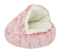 Lit Apaisant pour Chat, Lit Moelleux en Peluche, Anti-anxiété Panier pour Chiots, Panier pour Animaux D'intérieur, Adapté aux Chatons et Petits Chiens de Moins de 10 kg (Rose,L-65cm(25.6in))