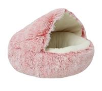 Lit Apaisant pour Chat, Lit Moelleux en Peluche, Anti-anxiété Panier pour Chiots, Panier pour Animaux D'intérieur, Adapté aux Chatons et Petits Chiens de Moins de 10 kg (Rose-A,S-50cm(19.7in))