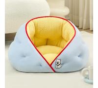 Lit apaisant pour chien et chat semi-fermé en forme de nid d'ange moelleux | Lit d'hiver chaud en peluche pour chien et chat, lit de petite et moyenne taille pour chiot, chaton, niche lavable
