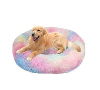 Lit apaisant pour chien - Panier rond anti-anxiété pour chien - Lavable et antidérapant - Coussin en forme de donut - Coussin chaud pour chaton de taille M/L (150 x 150 x 20 cm, multicolore)