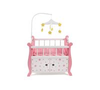 Lit armoire en bois poupée Avec Mobile - Rose et Blanc - Dim. 57x31x78 cm - poupons jusquà 46 cm - Accessoires - Mobilier