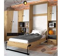 Lit Armoire Lit Simple Jeunesse 90x200 Artisan Chêne Blanc Mat 76563204