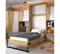 Lit Armoire Lit Simple Lit Junior 90x200 Chêne Artisan Blanc Mat 76469317
