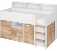 Lit Armoire tiroir Enfants Neo cm206x120x138h Chêne blanc