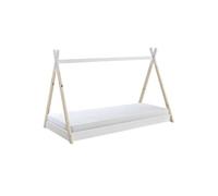 FLITT - Lit au Sol 90x200cm en Pin Forme Tipi + Matelas -