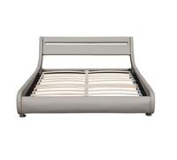 Lit ava pour matelas 160x200 - Sommier Tte de Lit eclairage LED Incurve Couleur GRIS Pieds en 5 cm pour mate