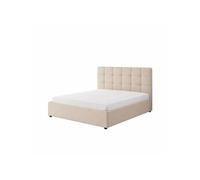 Lit avec coffre de rangement 140x190cm velours beige SANTA