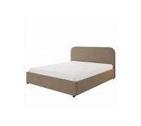 Lit avec coffre de rangement 140x190cm velours taupe HOUSTON