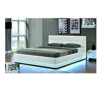 Lit avec coffre de rangement AVA - Blanc - 160 x 200 cm - Sommier relevable - LED
