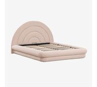 Lit avec coffre de rangement relevable en tissu bouclé Borzensi