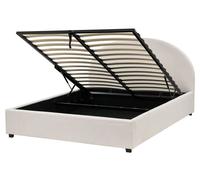 Lit avec coffre en tissu beige clair 160 x 200 cm VAUCLUSE