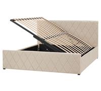 Lit Double avec Coffre de Rangement 160 x 200 cm en Velours Beige Rochefort