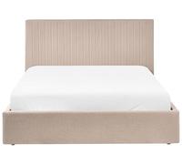 Lit avec Coffre Moderne en Bouclé 160 x 200 cm Rembourré Tête de Lit Capitonné Beige Vion