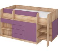 LIT AVEC COMMODE BUREAU SOURIRE P 204x 112x112cm CÔTÉ DROIT CHÊNE VIOLET