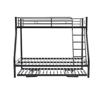Lit avec deux niveaux en acier revêtu par pulvérisation, escabeau structuré, cadre robuste, rampe de protection surélevée et solution d'espace peu encombrante (cadre de lit avec lit gigogne)