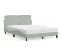 vidaXL Lit avec matelas gris clair 140x190 cm velours