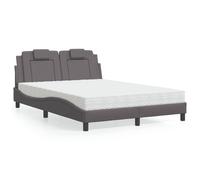 Lit avec Matelas Rembourré Double Adulte Gris 120x200 cm Similicuir vidaXL