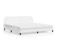 Lit avec Matelas Zadar Double Noir et Blanc 200x200 cm Similicuir vidaXL