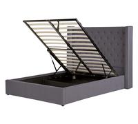 Lit double en velours gris 140x200cm avec rangement - BELIANI - LUBBON